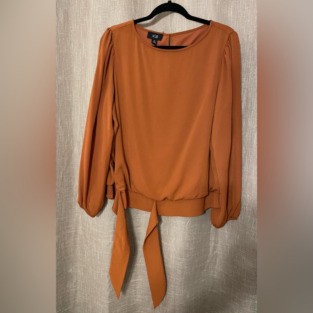 Women's Blouse with attached sash in a lovely pumpkin color